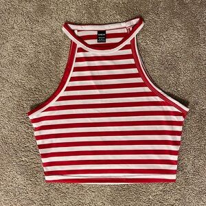 Red and white striped halter top